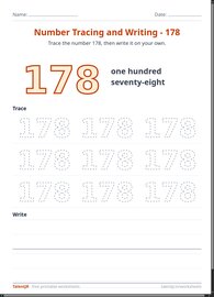 Number Tracing and Writing - 178