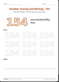 Number Tracing and Writing - 154