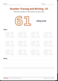 Number Tracing and Writing - 61