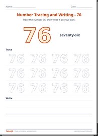 Number Tracing and Writing - 76