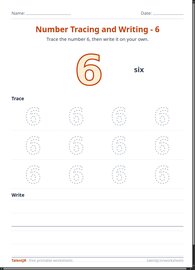 Number Tracing and Writing - 6