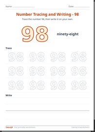Number Tracing and Writing - 98