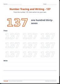 Number Tracing and Writing - 137