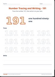 Number Tracing and Writing - 191