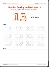 Number Tracing and Writing - 13
