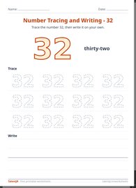 Number Tracing and Writing - 32