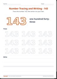 Number Tracing and Writing - 143