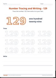 Number Tracing and Writing - 129