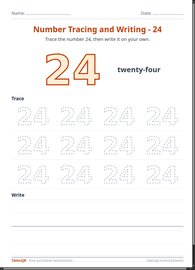 Number Tracing and Writing - 24