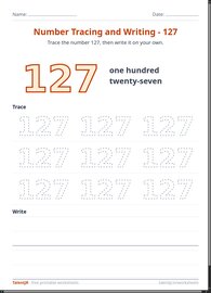 Number Tracing and Writing - 127