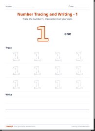 Number Tracing and Writing - 1
