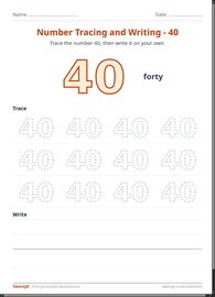 Number Tracing and Writing - 40