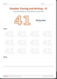 Number Tracing and Writing - 41