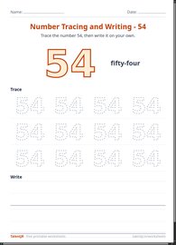 Number Tracing and Writing - 54