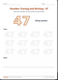 Number Tracing and Writing - 47