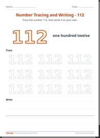 Number Tracing and Writing - 112