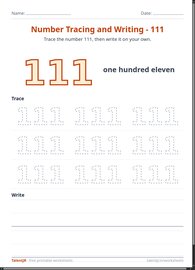 Number Tracing and Writing - 111