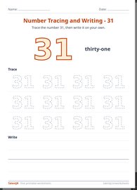 Number Tracing and Writing - 31