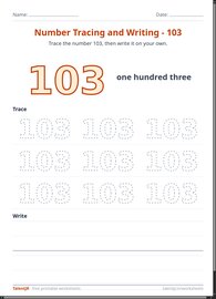 Number Tracing and Writing - 103