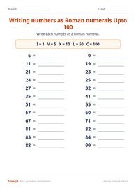 Writing numbers as Roman numerals Upto 100