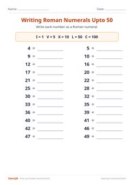 Writing Roman Numerals Upto 50 #1