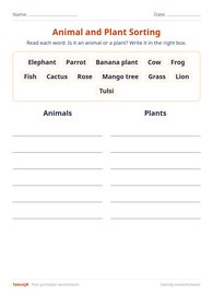 Animal and Plant Sorting