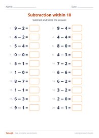 Subtraction within 10 #2