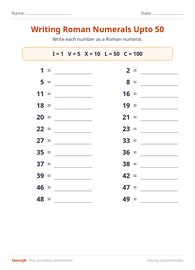 Writing Roman Numerals Upto 50 #2