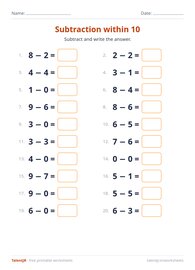 Subtraction within 10 #3