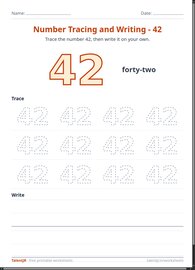 Number Tracing and Writing - 42