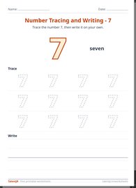 Number Tracing and Writing - 7