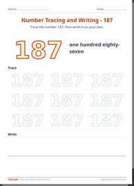 Number Tracing and Writing - 187