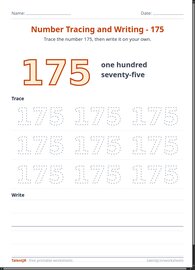 Number Tracing and Writing - 175