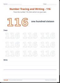 Number Tracing and Writing - 116