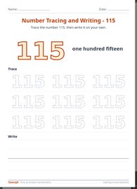 Number Tracing and Writing - 115