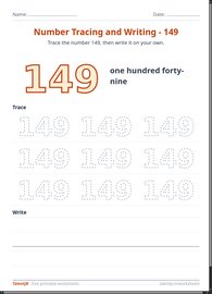 Number Tracing and Writing - 149