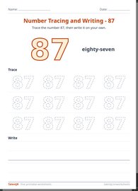 Number Tracing and Writing - 87
