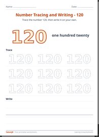 Number Tracing and Writing - 120