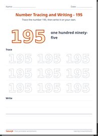 Number Tracing and Writing - 195