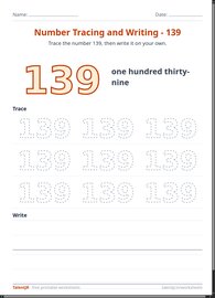 Number Tracing and Writing - 139