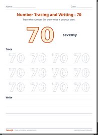 Number Tracing and Writing - 70