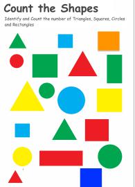 Identify and Count Shapes - Counting Triangles, Squares, Circles and Rectangles
