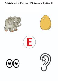Letter E sound word pictures - Matching Letters to Pictures