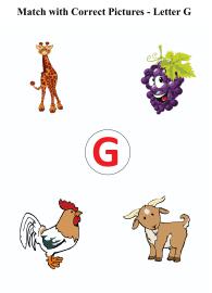 Letter G sound word pictures - Matching Letters to Pictures