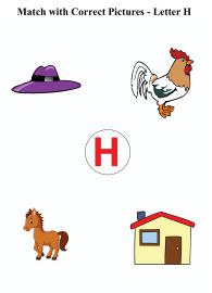 Letter H sound word pictures - Matching Letters to Pictures