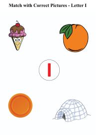 Letter I sound word pictures - Matching Letters to Pictures