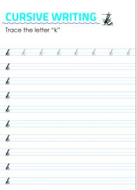 Letter k - Lowercase Cursive Writing