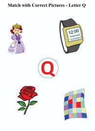 Letter Q sound word pictures - Matching Letters to Pictures