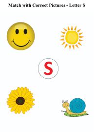 Letter S sound word pictures - Matching Letters to Pictures
