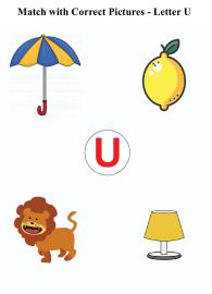 Letter U sound word pictures - Matching Letters to Pictures